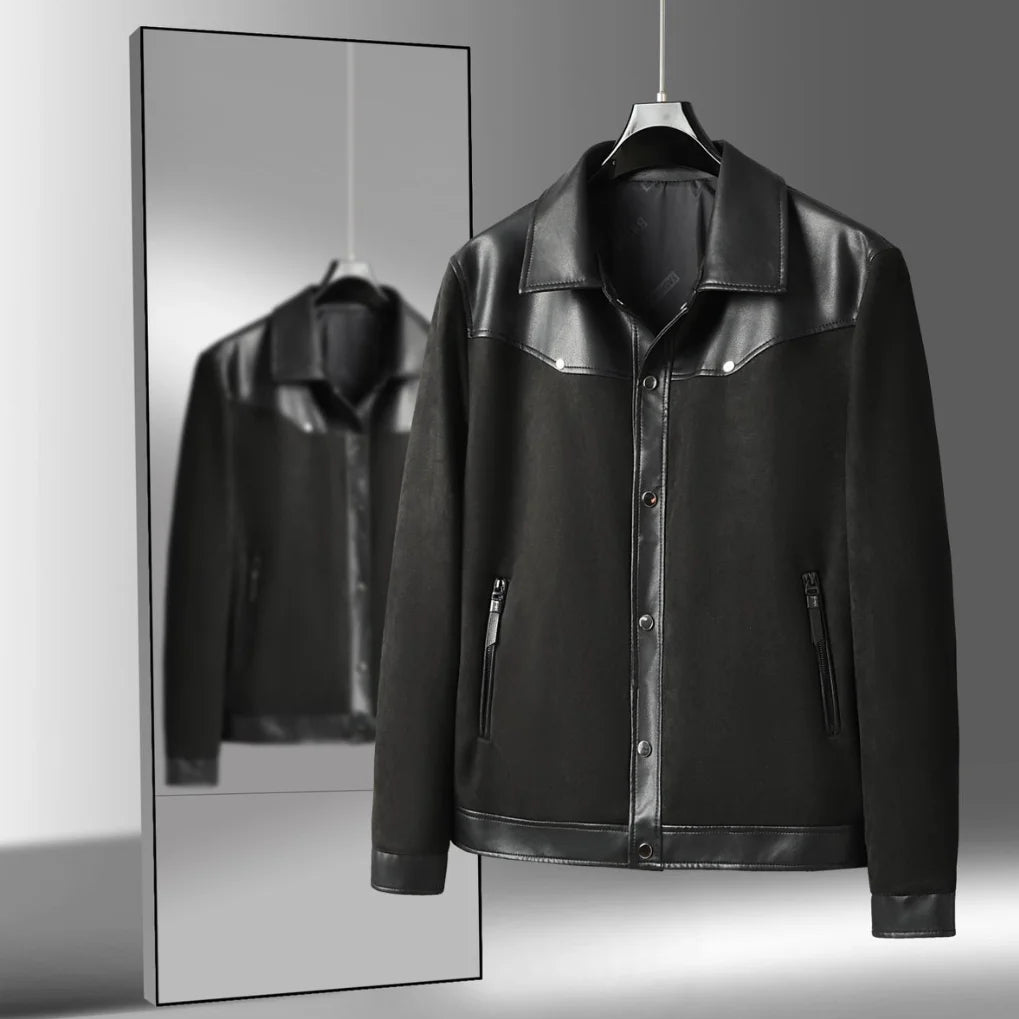 Raventon Suede-Panel Leather Jacket