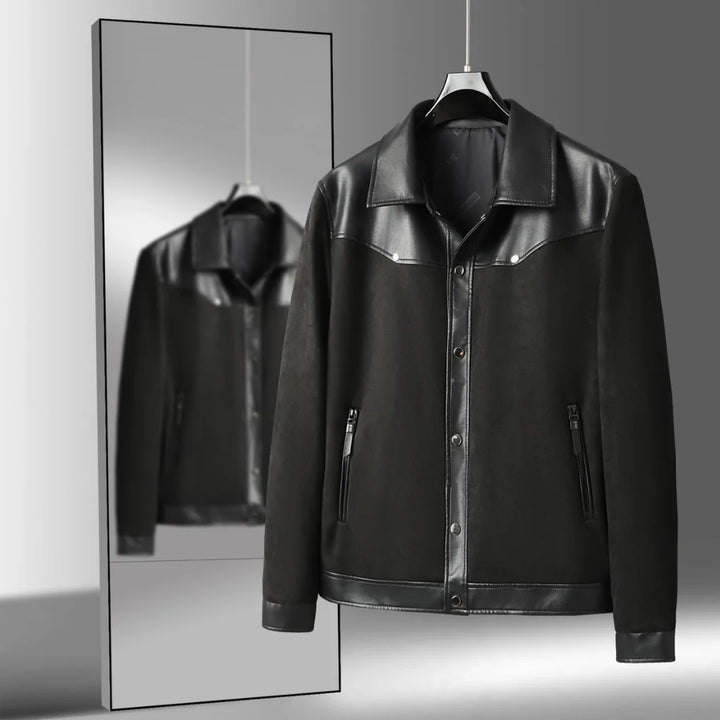 Raventon Suede-Panel Leather Jacket