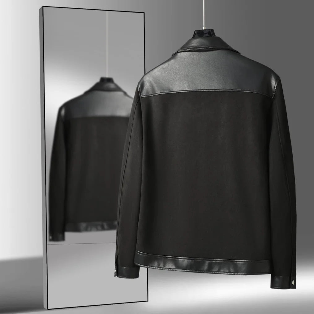 Raventon Suede-Panel Leather Jacket