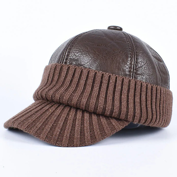 Arvik Leather-Knit Winter Cap