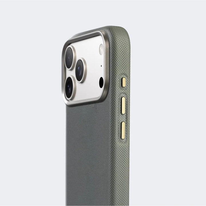 Phone case with textured design on a light gray background