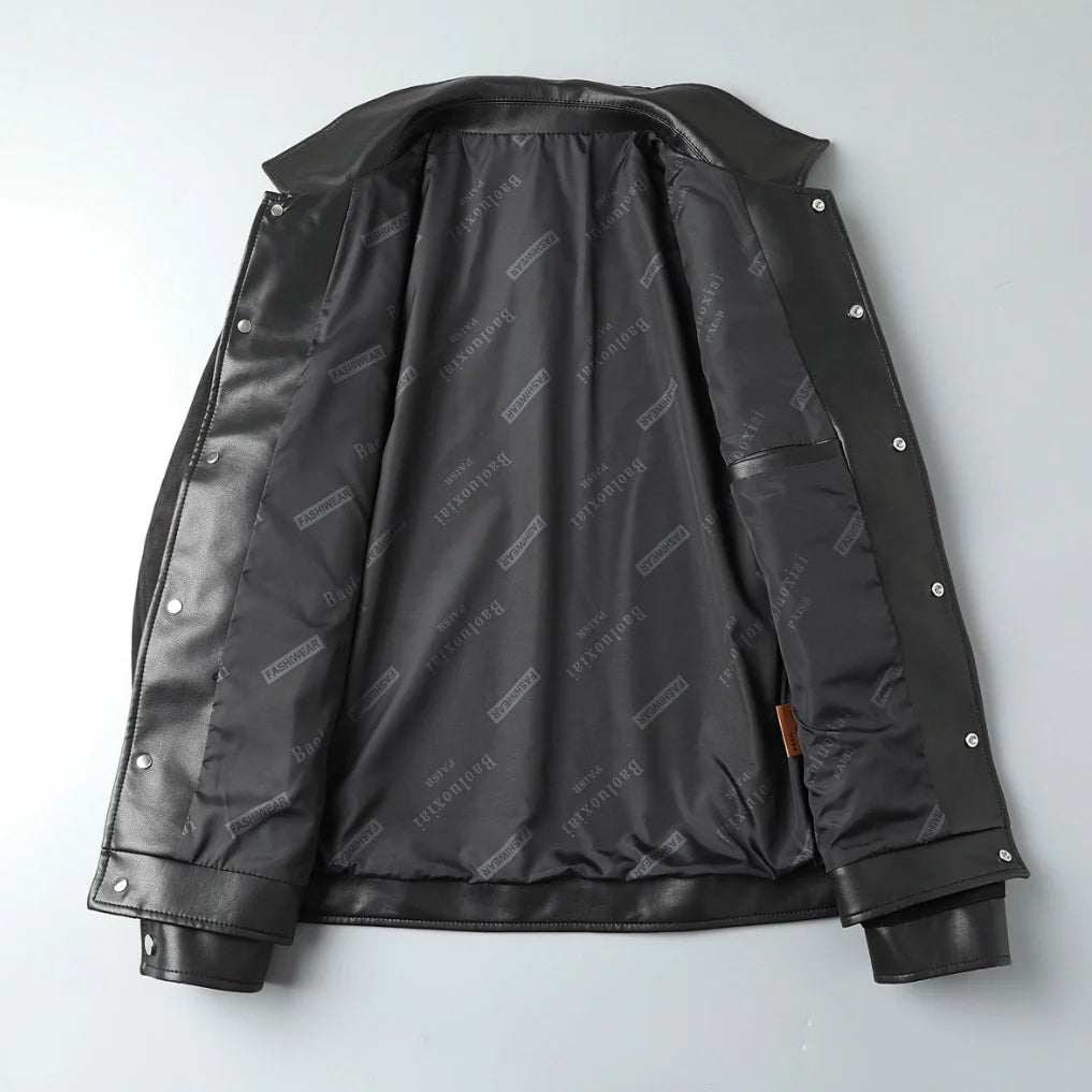 Raventon Suede-Panel Leather Jacket