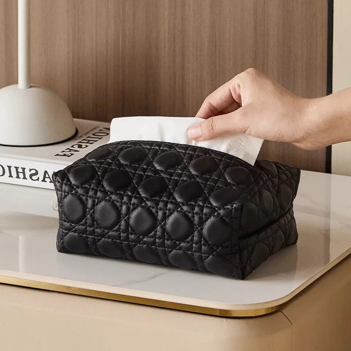Maison Quilted Leather Tissue Box