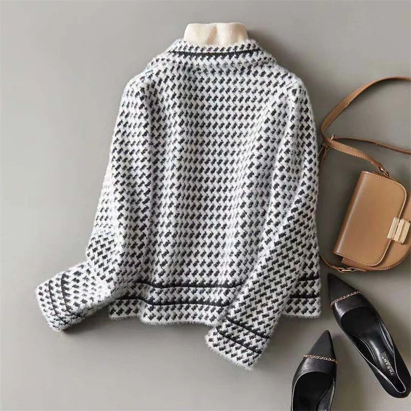 Valencia Houndstooth Knit Jacket