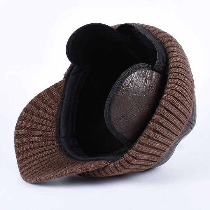 Arvik Leather-Knit Winter Cap