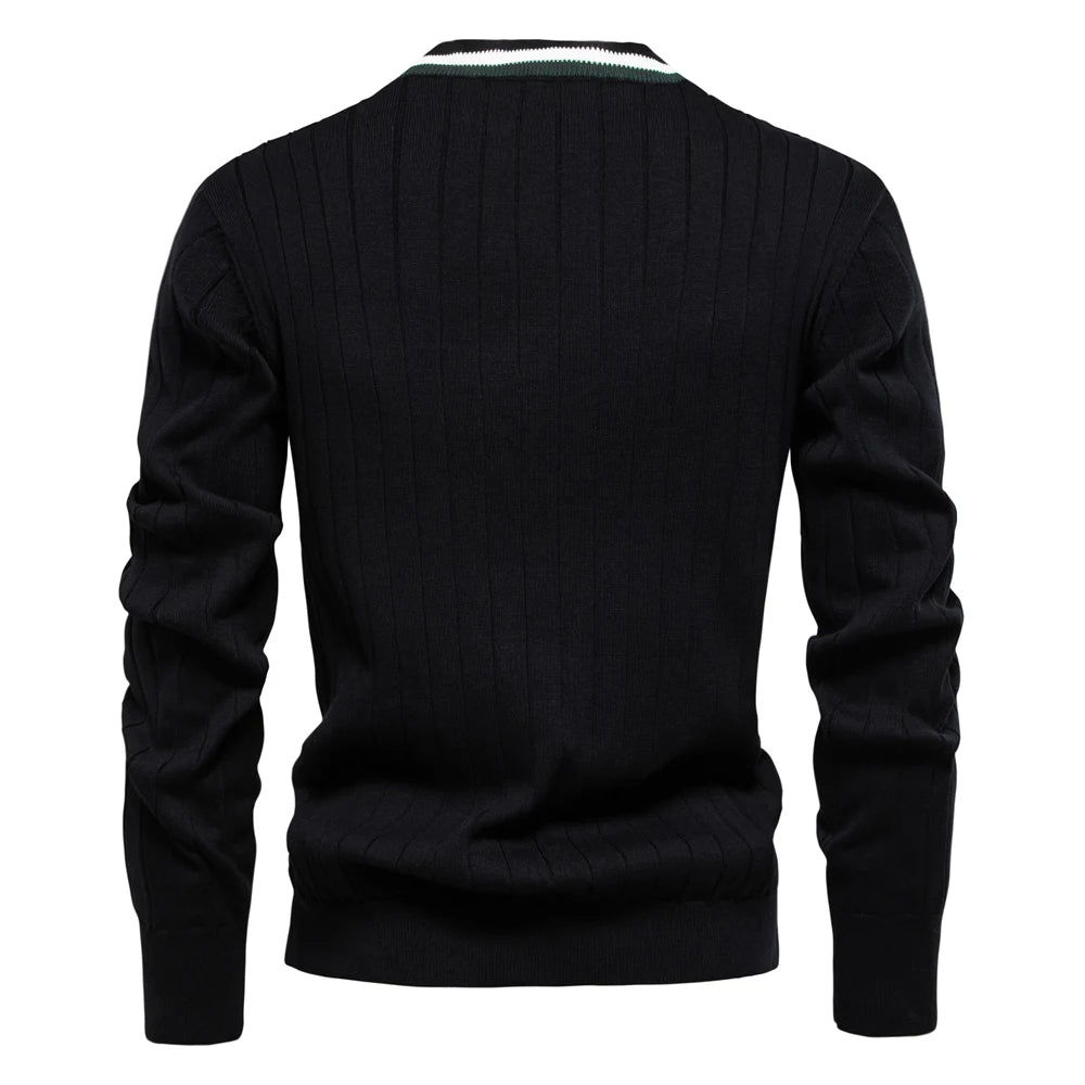 Varsity V-Neck Knit Cardigan