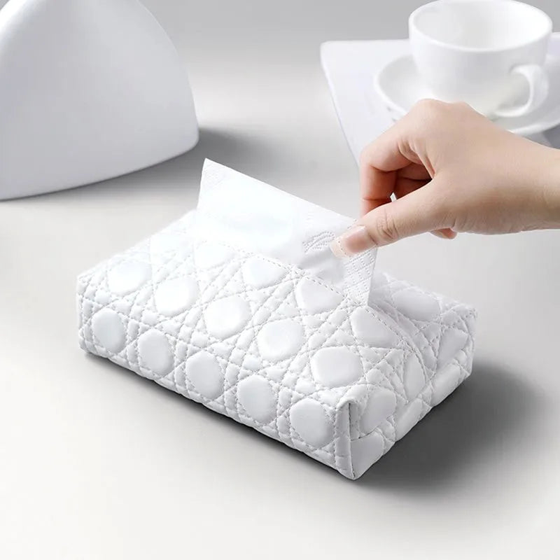 Maison Quilted Leather Tissue Box