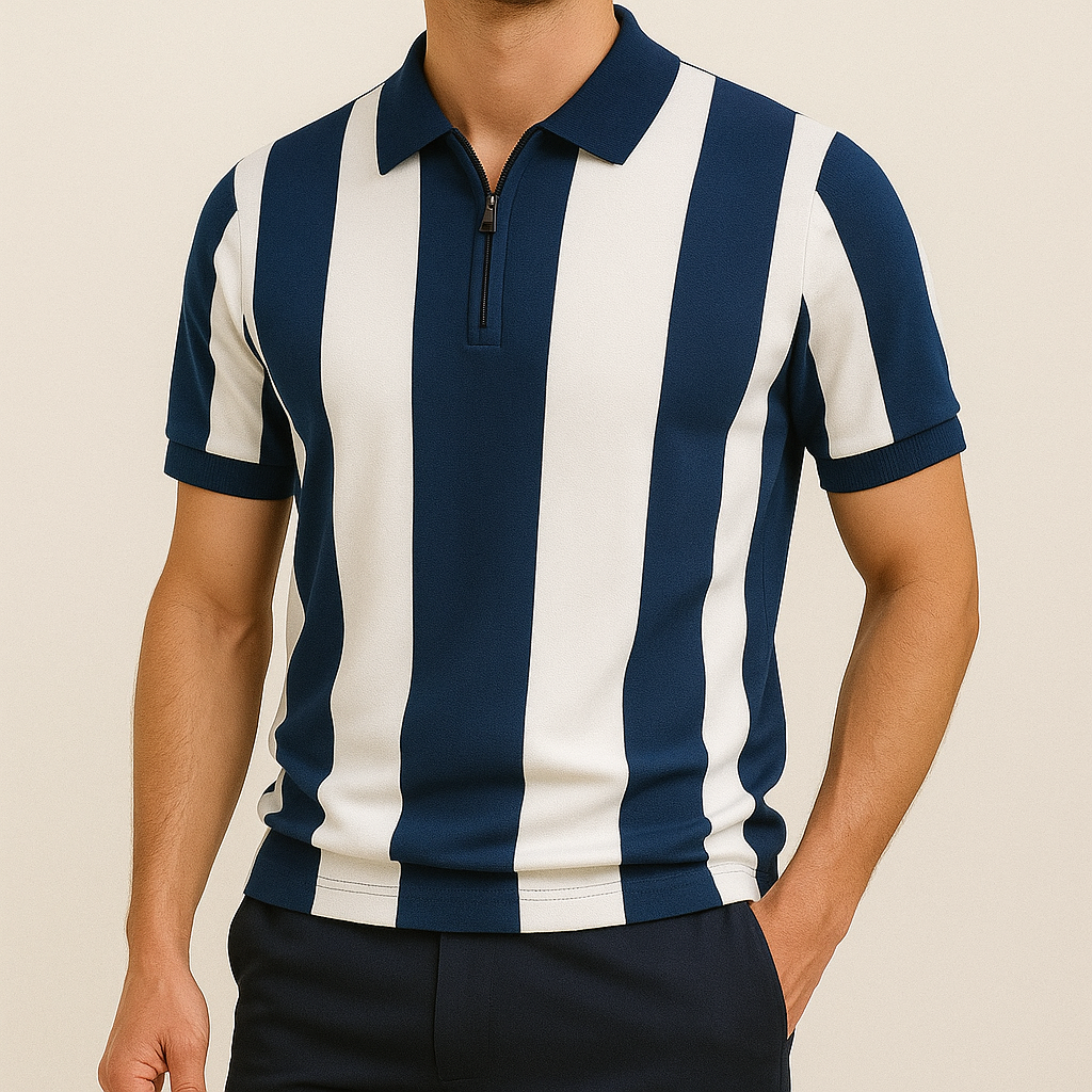Stravino Stripe Zip Polo