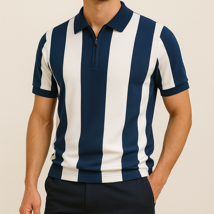 Stravino Stripe Zip Polo
