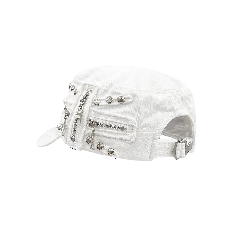 Vesper Rivet Zipper Flat-Top Cap