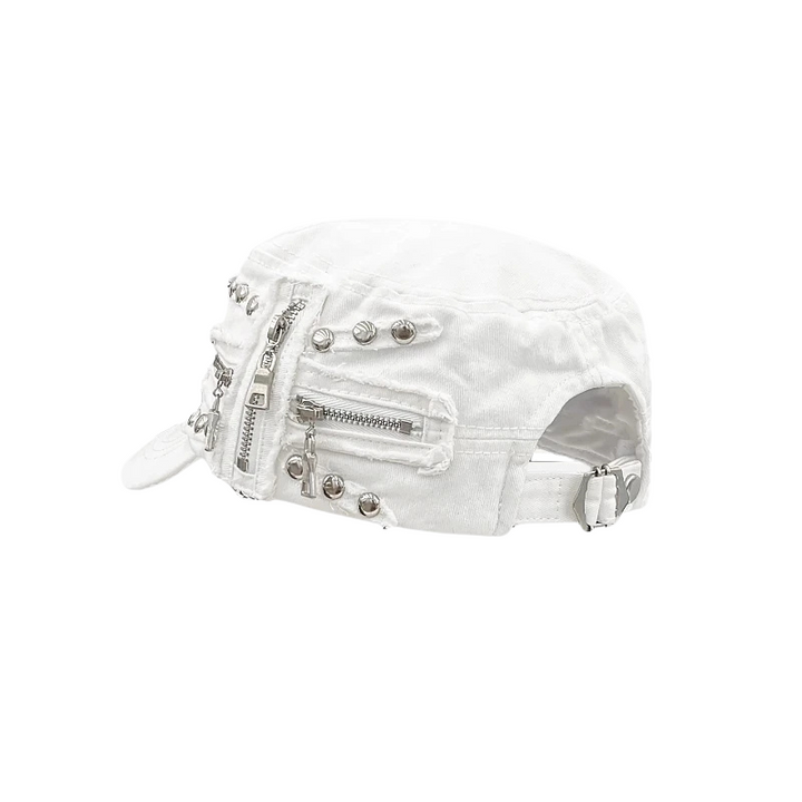 Vesper Rivet Zipper Flat-Top Cap