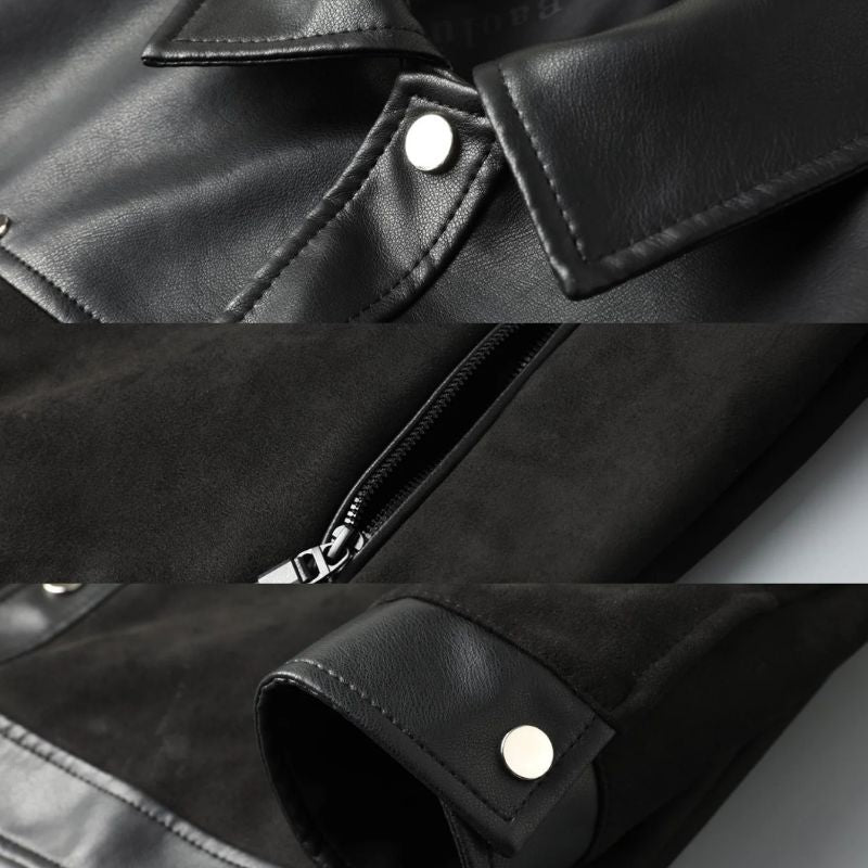 Raventon Suede-Panel Leather Jacket