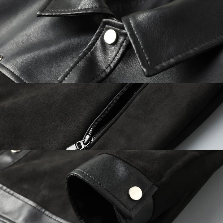 Raventon Suede-Panel Leather Jacket