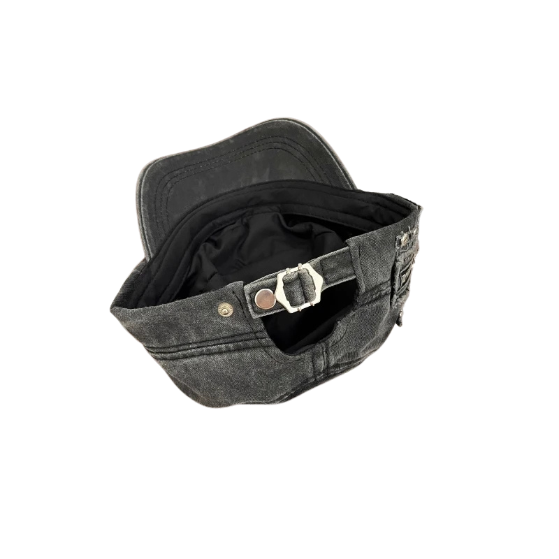 Vesper Rivet Zipper Flat-Top Cap