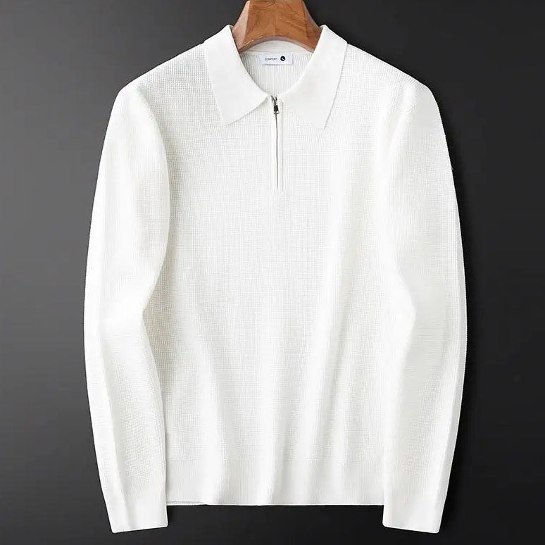 Hampton Waffle Knit Long Sleeve Polo