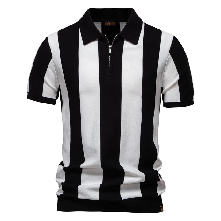 Stravino Stripe Zip Polo