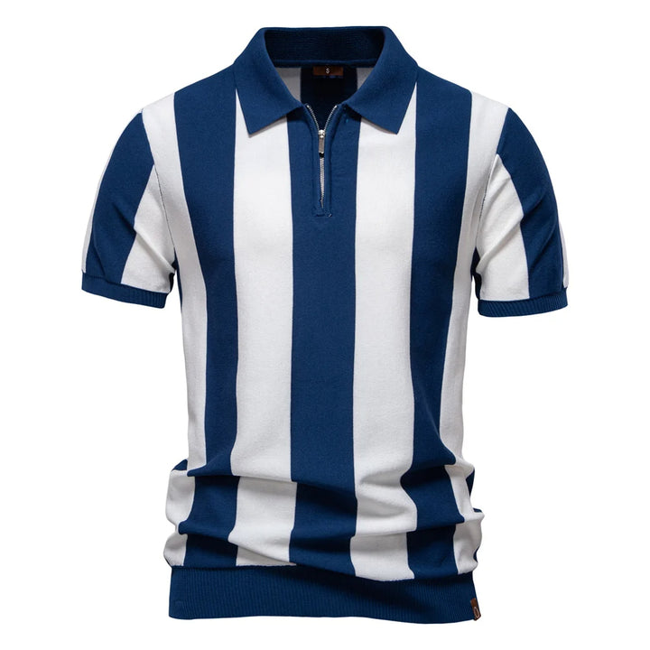 Stravino Stripe Zip Polo