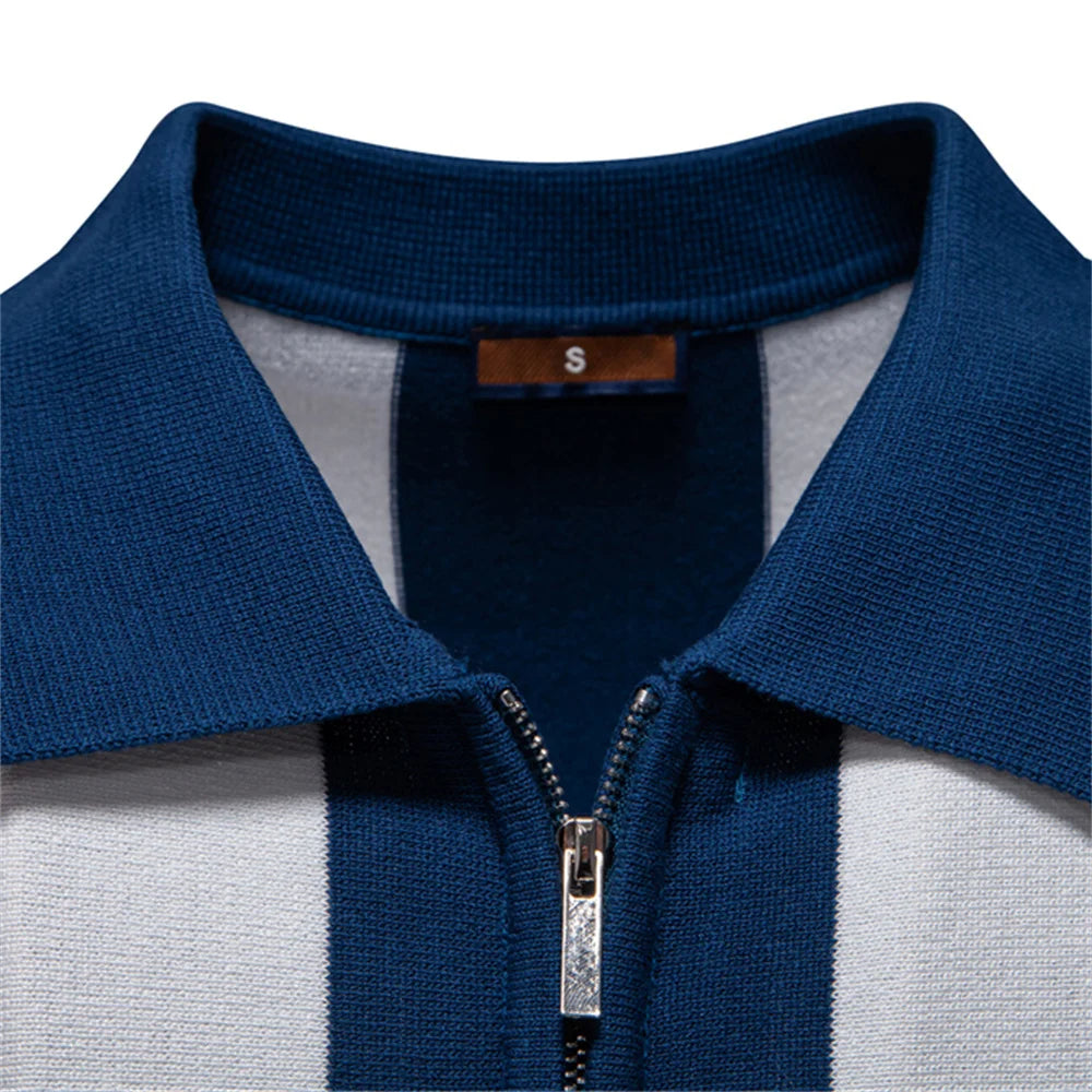 Stravino Stripe Zip Polo