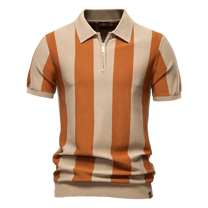 Stravino Stripe Zip Polo