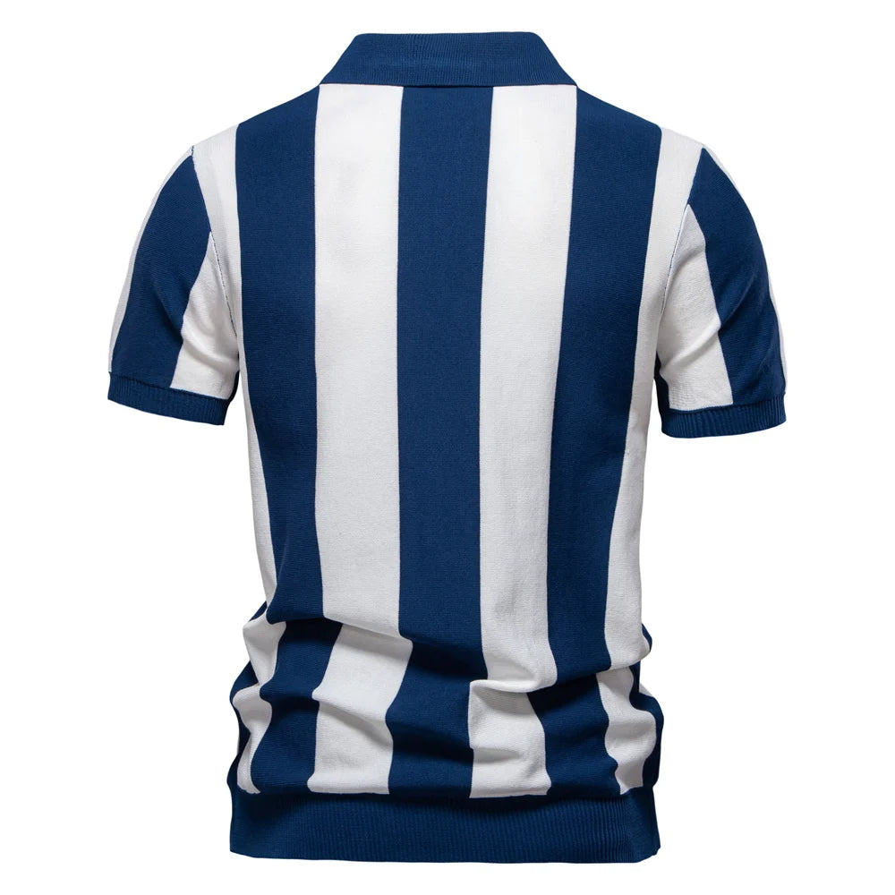 Stravino Stripe Zip Polo