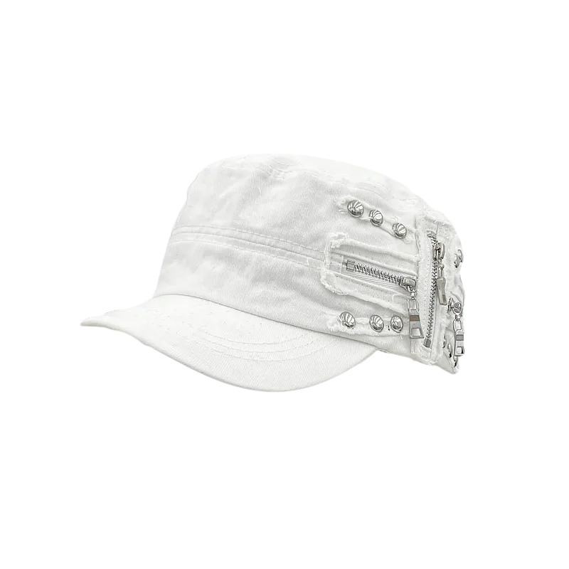 Vesper Rivet Zipper Flat-Top Cap